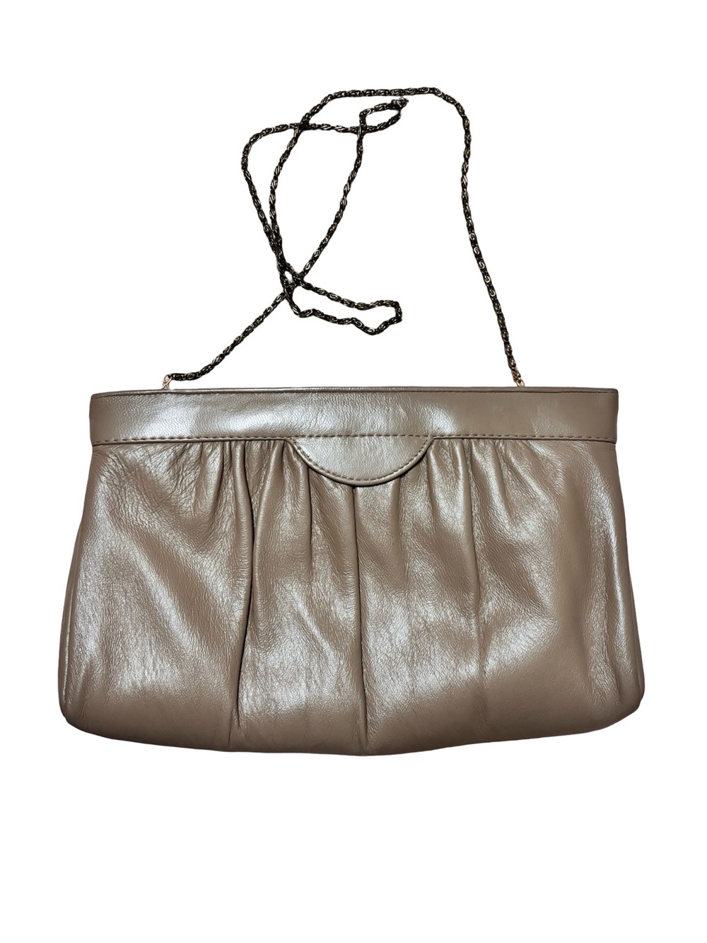 Andé Pleated Taupe Crossbody Bag with Chain Strap